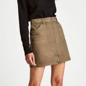 Jack Wills army green full zip skirt